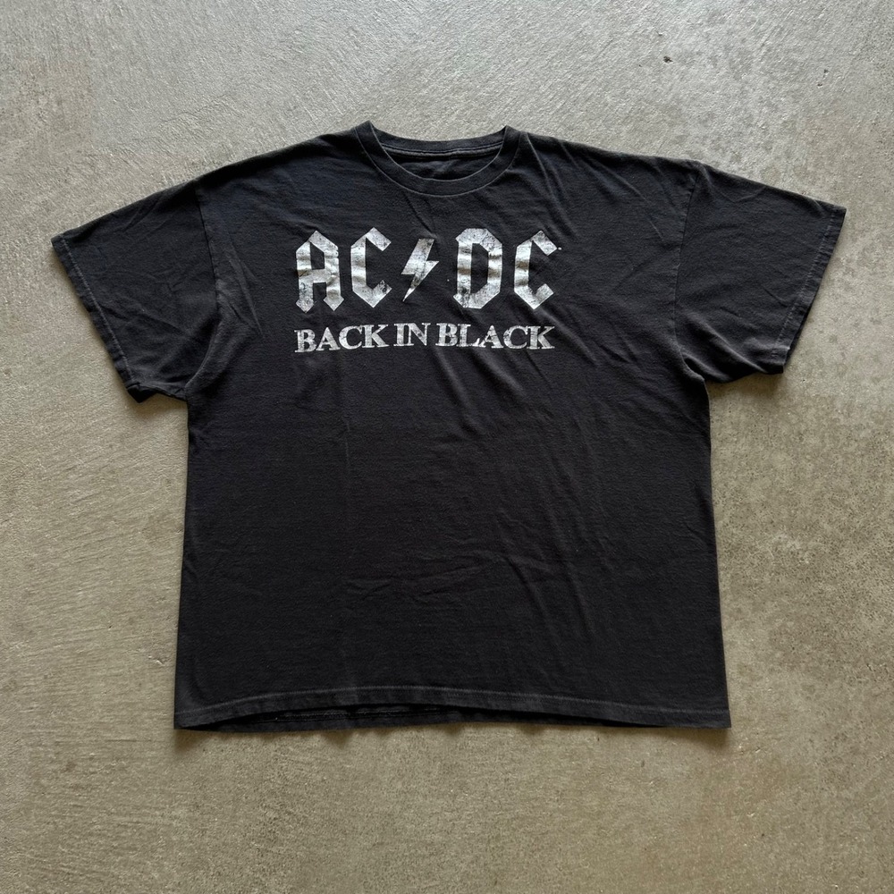 Vintage ACDC Back In Black Shirt Size XL Black Rock Band Concert